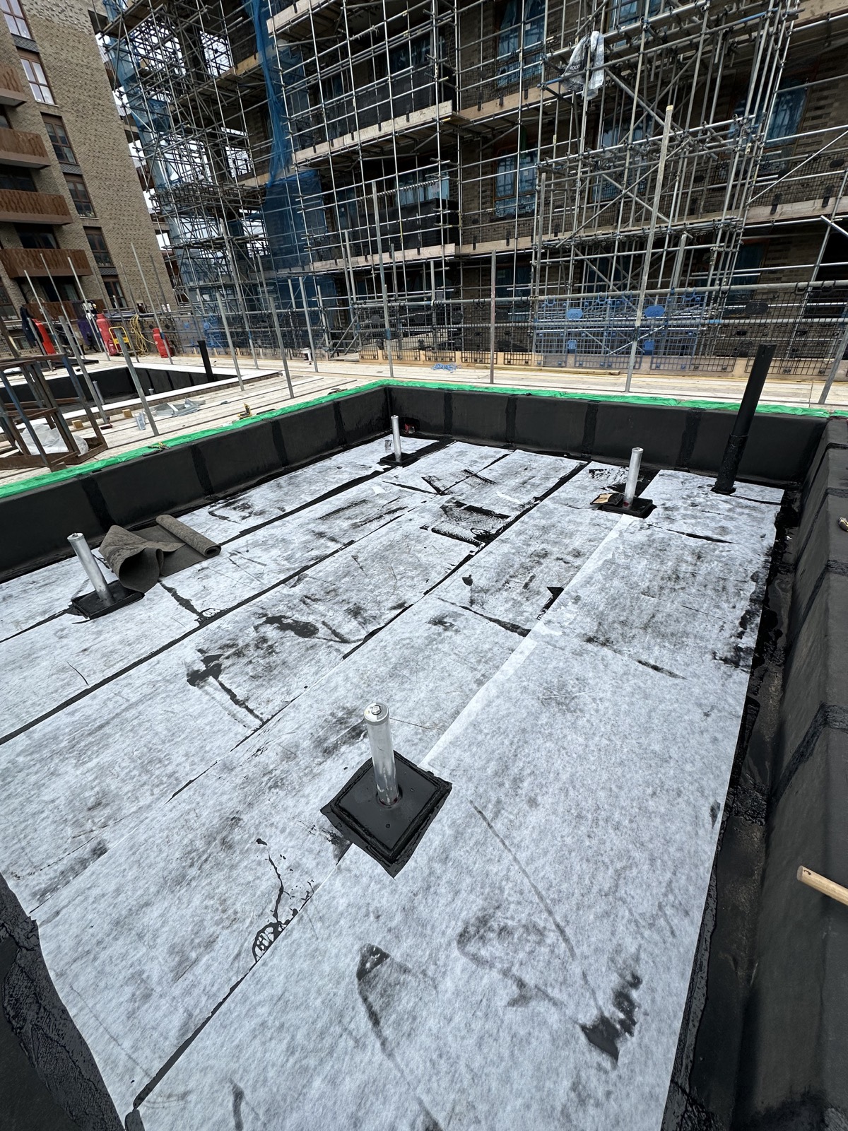 A wider view of the completed fleece reinforcement stage.